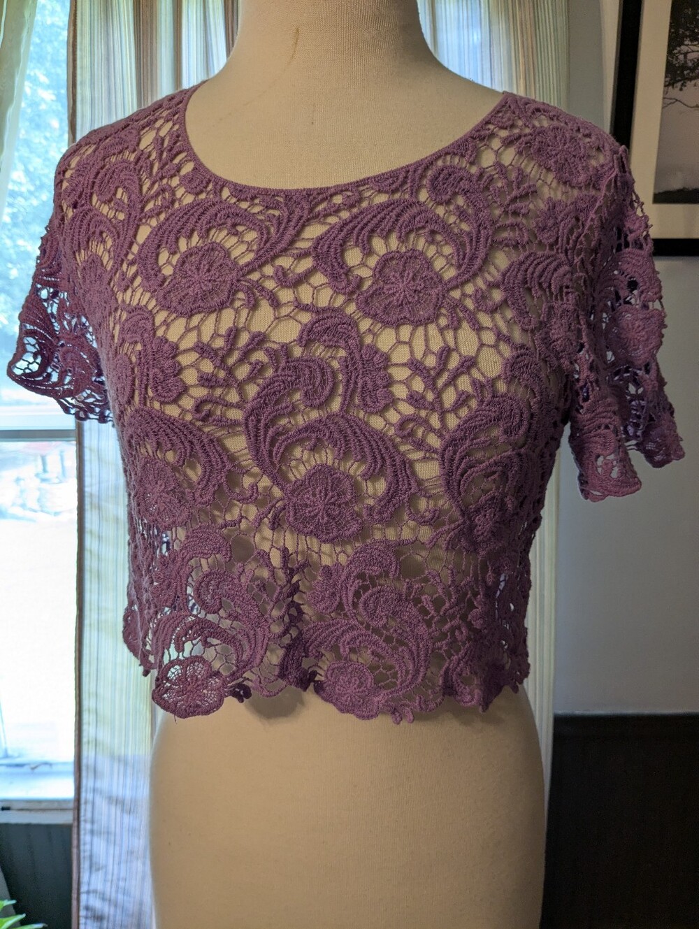 dELiA*s Lavender Purple Crochet Lace Crop Top